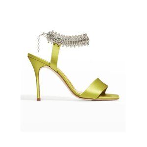 Manolo Blahnik Chartreuse Satin Heels 38